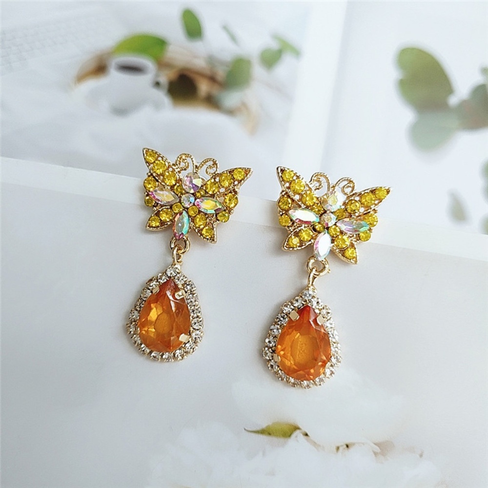Yellow Dimond Butterfly Earrings.